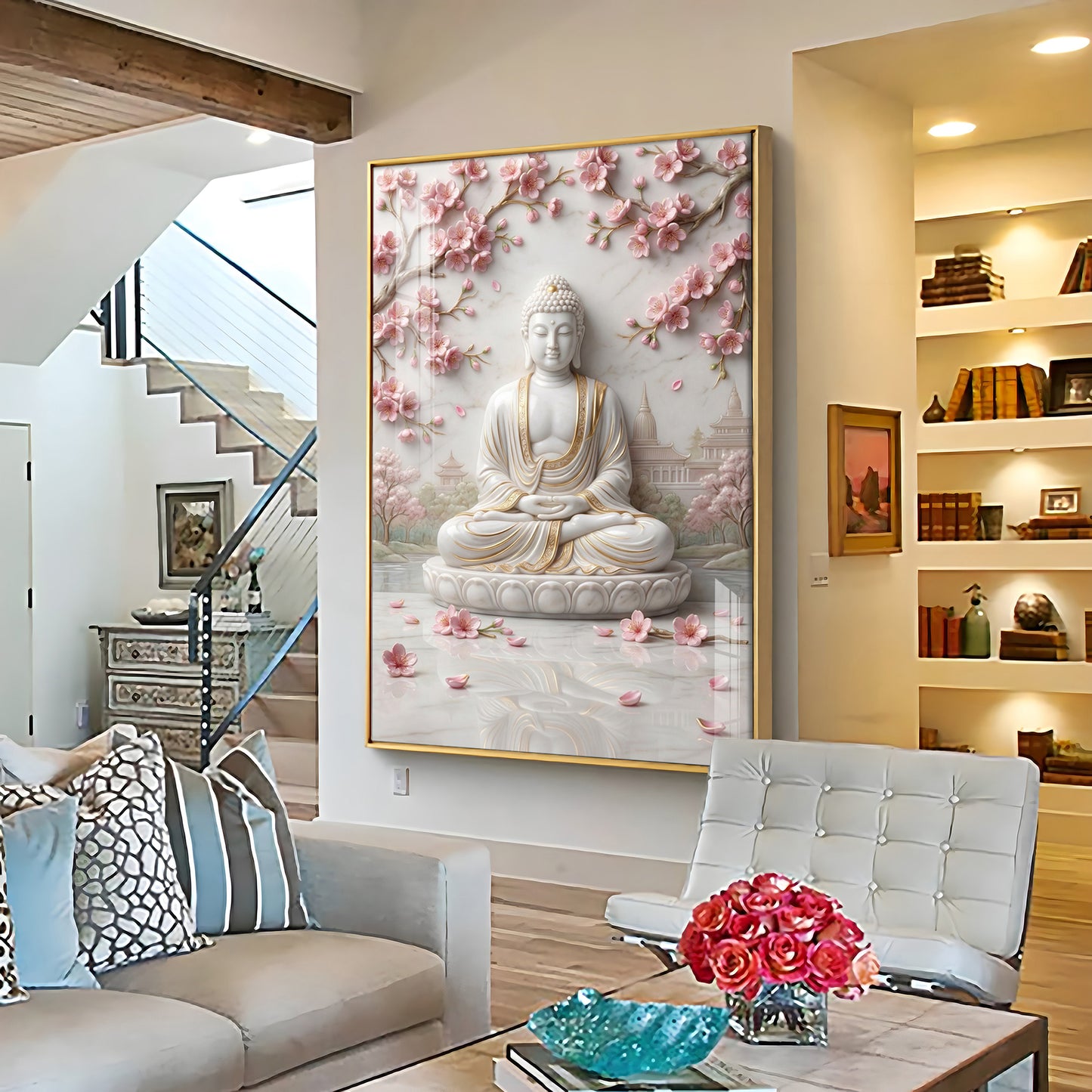 White Buddha Statue Premium Acrylic Vertical Wall Art