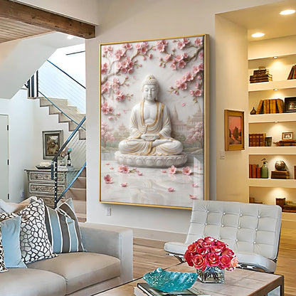 White Buddha Statue Premium Acrylic Vertical Wall Art