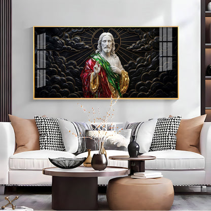 White & Gold Feather Premium Acrylic Horizontal Wall Art