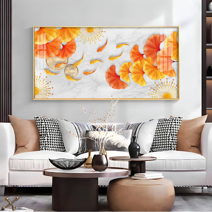 Ginkgo Leaves & Fish Premium Acrylic Horizontal Wall Art