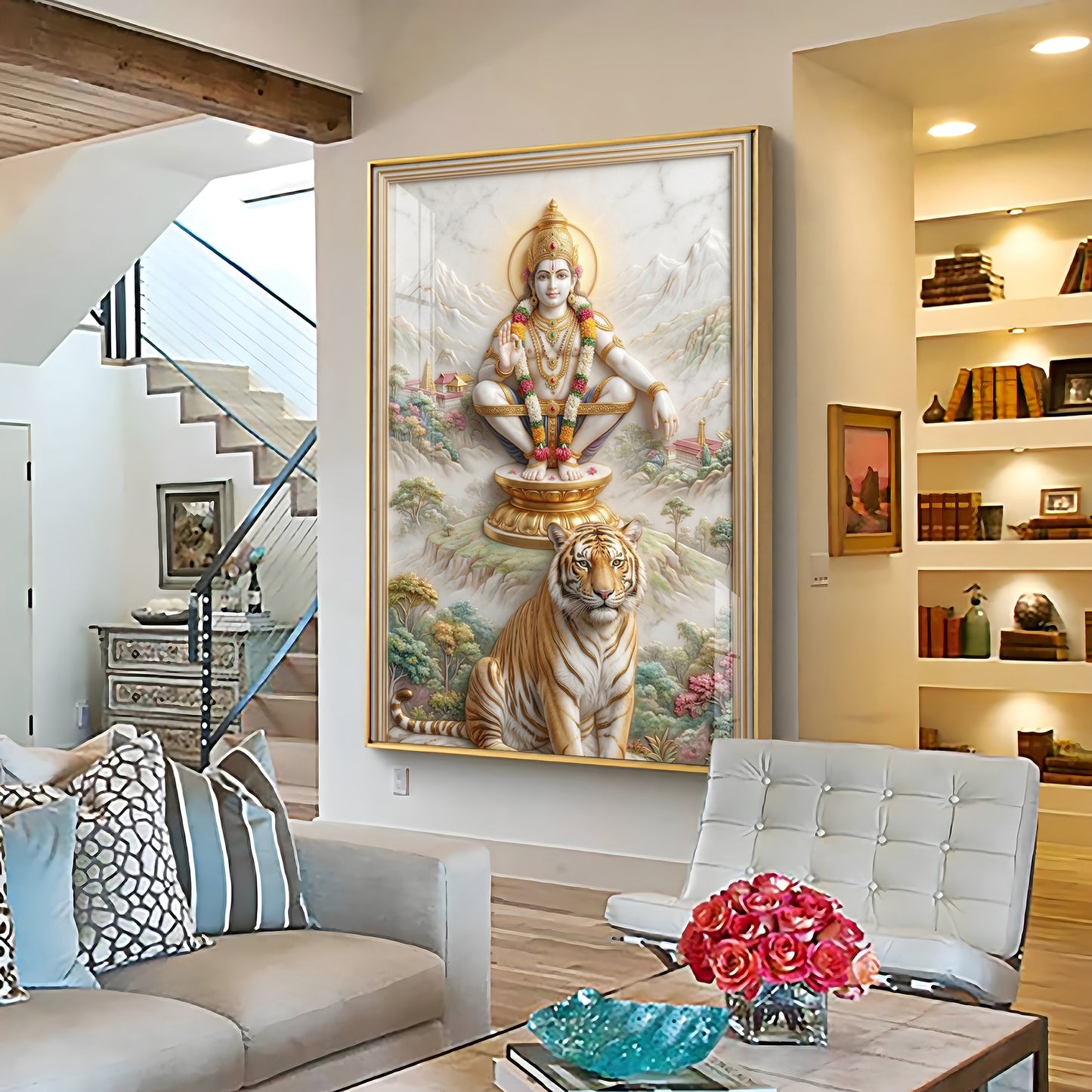 Hindu Deity Ayyappan Premium Acrylic Vertical Wall Art