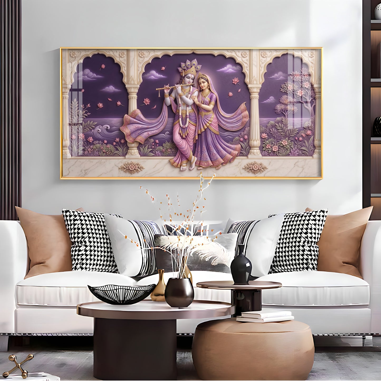 Radha Krishna Swaroop Premium Acrylic Horizontal Wall Art