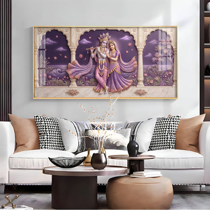 Radha Krishna Swaroop Premium Acrylic Horizontal Wall Art