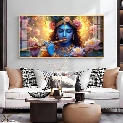 Krishna Bhagwan Premium Acrylic Horizontal Wall Art
