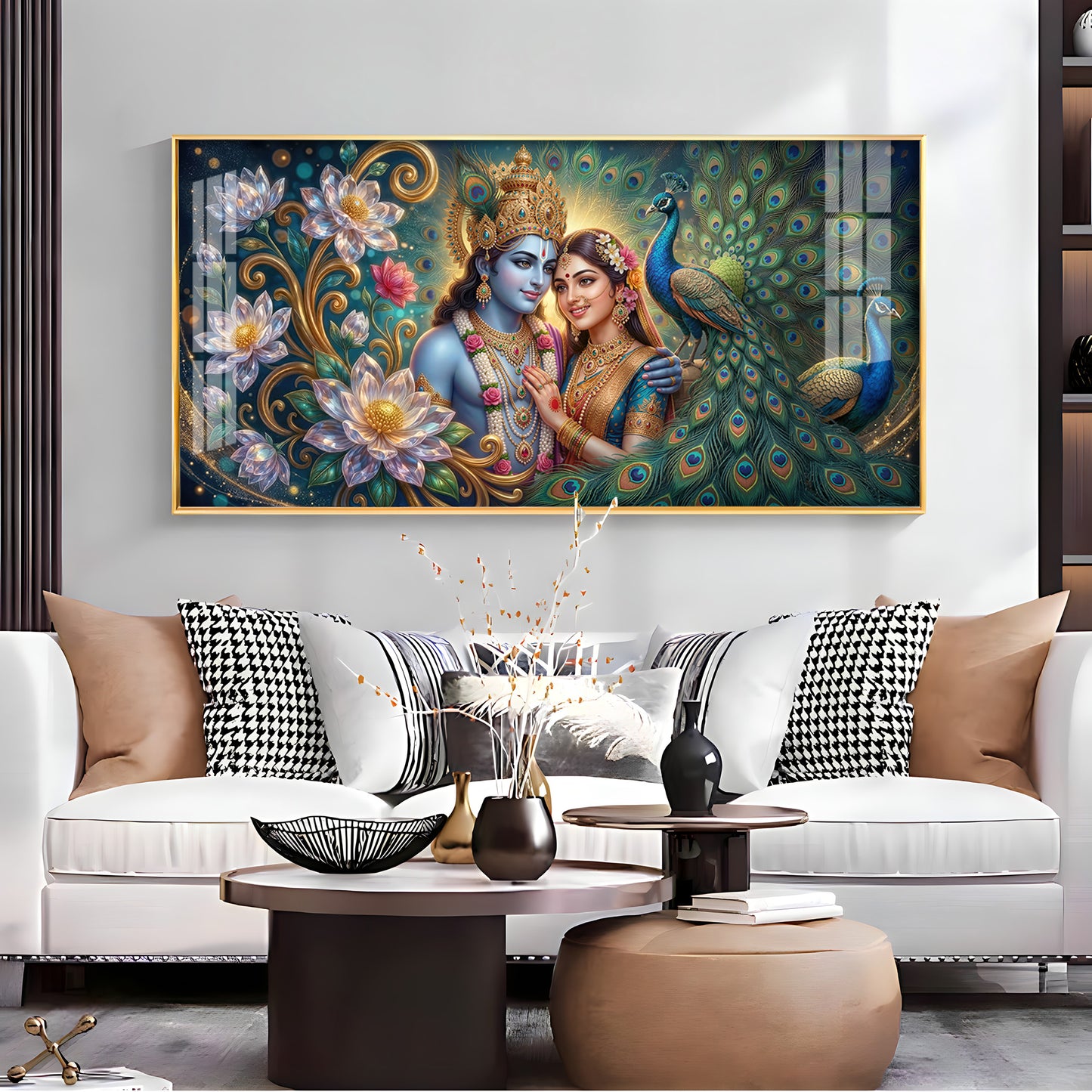 Shri Radhe Krishna Bhagwan Premium Acrylic Horizontal Wall Art