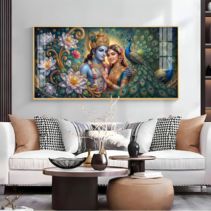 Shri Radhe Krishna Bhagwan Premium Acrylic Horizontal Wall Art
