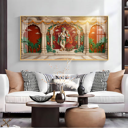 Hindu Deity Krishna With Radha Premium Acrylic Horizontal Wall Art