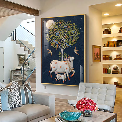 Pichwai Cow Premium Acrylic Vertical Wall Art