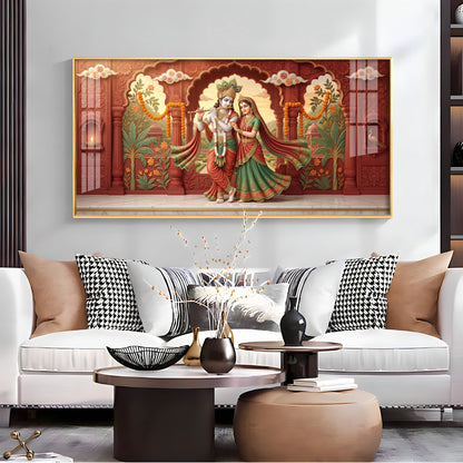 Radha Krishna Love Devotion Premium Acrylic Horizontal Wall Art