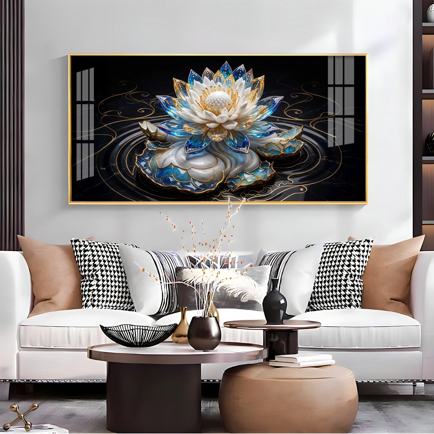 White Lotus Premium Acrylic Horizontal Wall Art