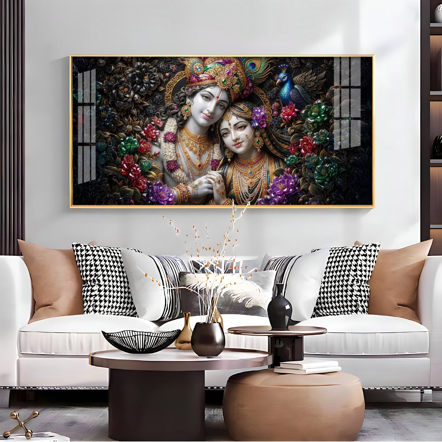 Beautiful Radha Krishna Love Premium Acrylic Horizontal Wall Art