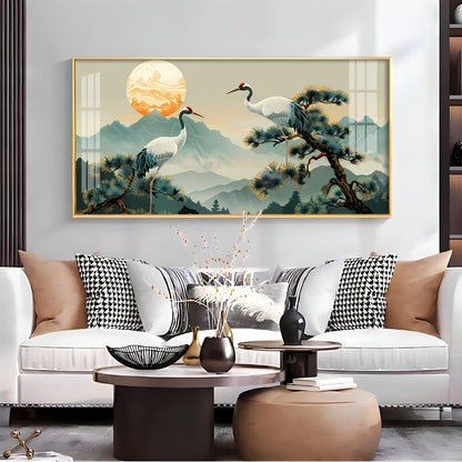 Beautiful Cranes Premium Acrylic Horizontal Wall Art