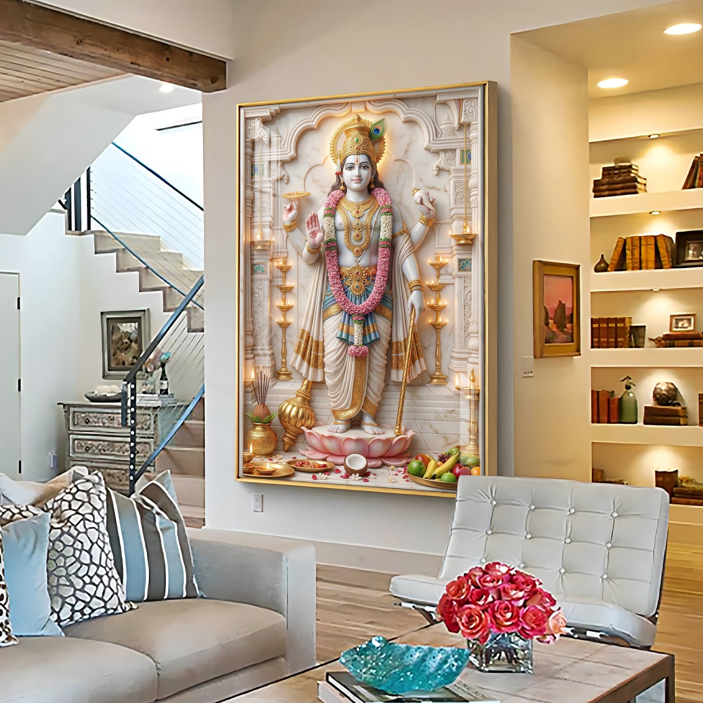 Religious Krishna ji Premium Acrylic Vertical Wall Art