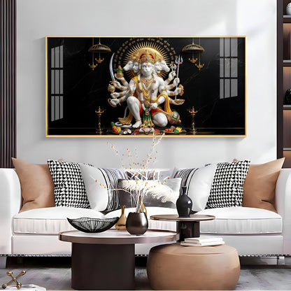 Cosmic Lord Of Panchamukhi Hanuman Premium Acrylic Horizontal Wall Art