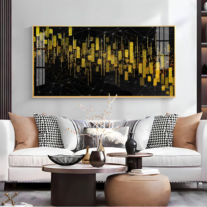 Gold Colored Vertical Lines Premium Acrylic Horizontal Wall Art