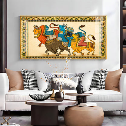 Pichwai Sacred Bull Premium Acrylic Horizontal Wall Art