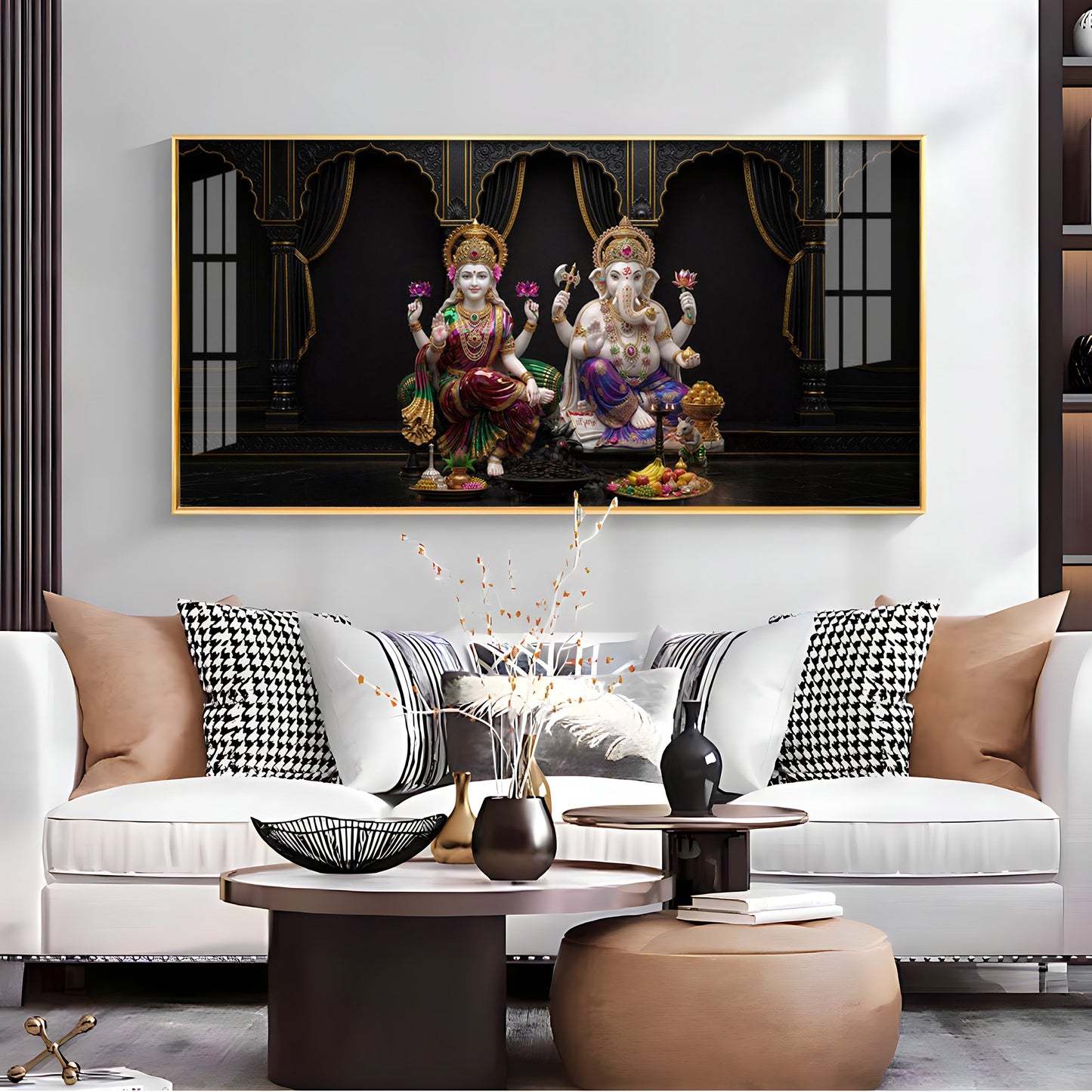 Goddess Lakshmi & Lord Ganesha Premium Acrylic Horizontal Wall Art