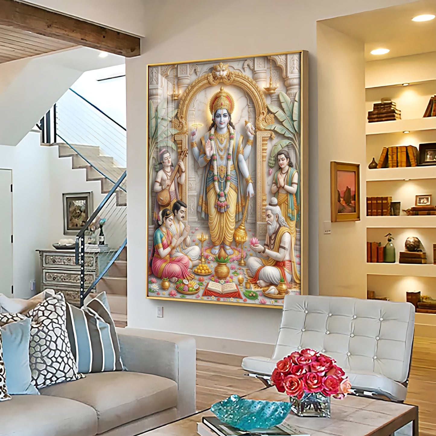 Lord Satyanarayana Premium Acrylic Vertical Wall Art