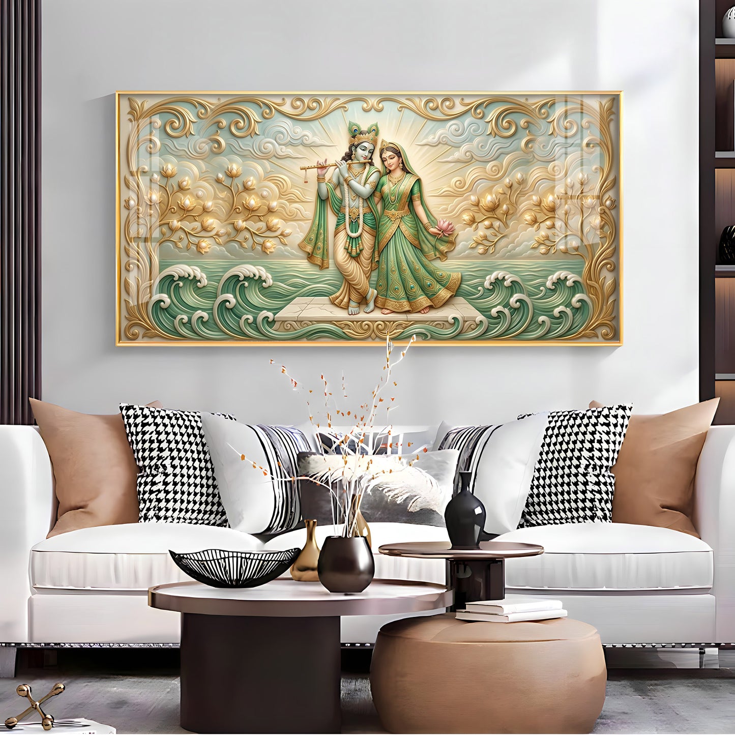 Divine Goddess Radha Krishna Premium Acrylic Horizontal Wall Art