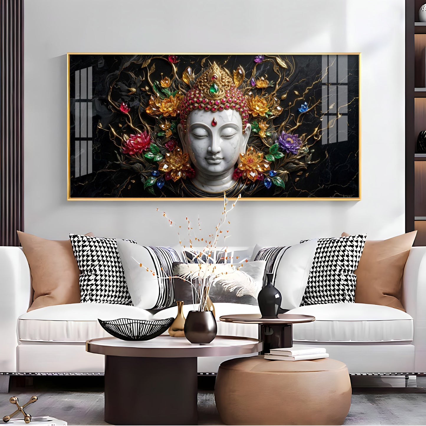 Lotus Serenity Lord Buddha Premium Acrylic Horizontal Wall Art