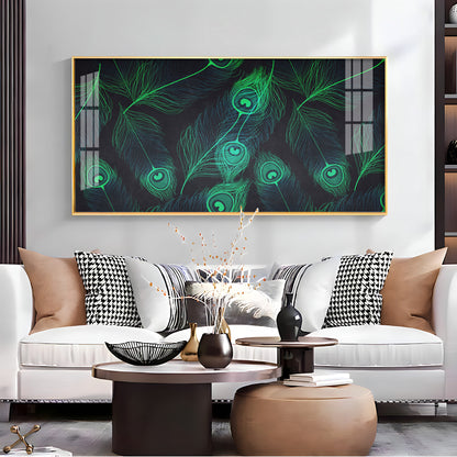 Peacock Feather Premium Acrylic Horizontal Wall Art