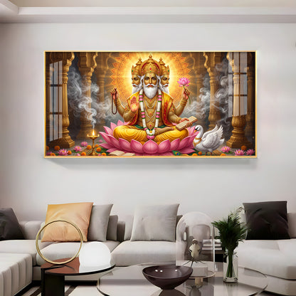 Depiction Of Lord Brahma Premium Acrylic Horizontal Wall Art