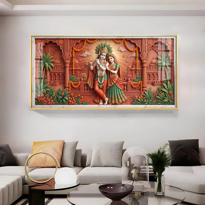Depicting Divine Love Radha Krishna Premium Acrylic Horizontal Wall Art