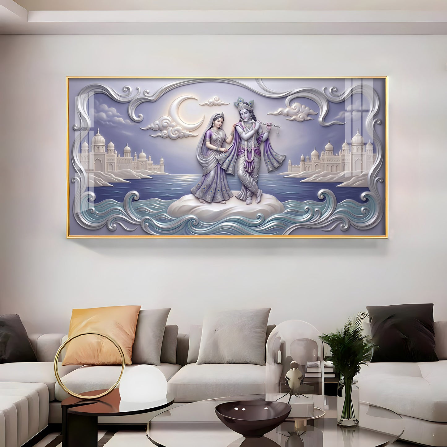 Divine God Radha Krishna Premium Acrylic Horizontal Wall Art