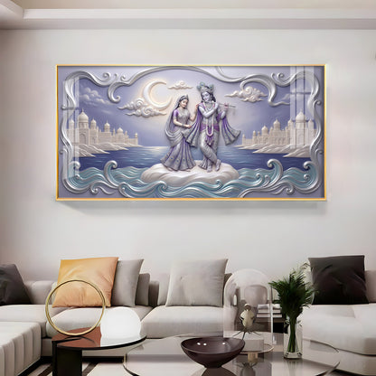 Divine God Radha Krishna Premium Acrylic Horizontal Wall Art