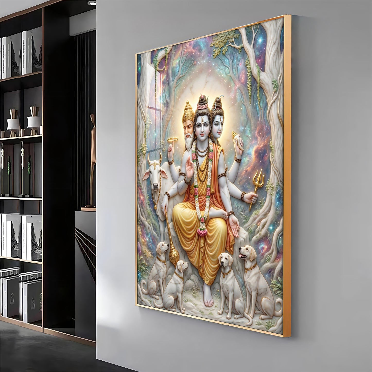 Hindu Deity Dattatreya Premium Acrylic Vertical Wall Art