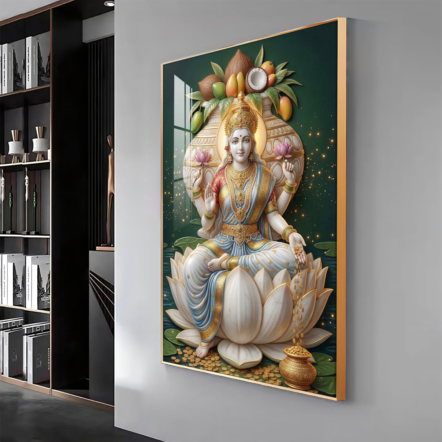 Hindu Goddess Lakshmi Premium Acrylic Vertical Wall Art