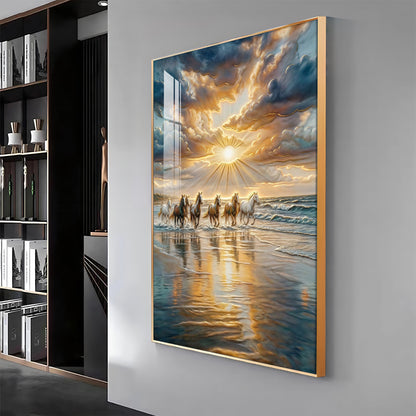 Vastu Inspired Running Horse Wall Art Premium Acrylic Vertical Wall Art