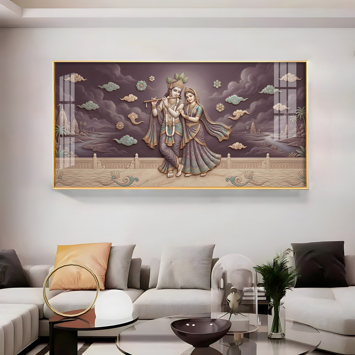 Hindu Deities Radha Krishna Premium Acrylic Horizontal Wall Art