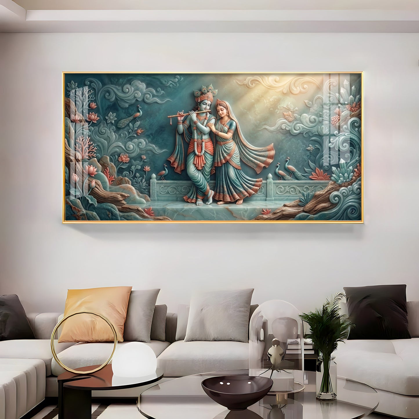 Hindu Deities Goddess Radha & Krishna Premium Acrylic Horizontal Wall Art