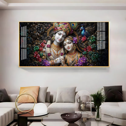 Beautiful Radha Krishna Love Premium Acrylic Horizontal Wall Art
