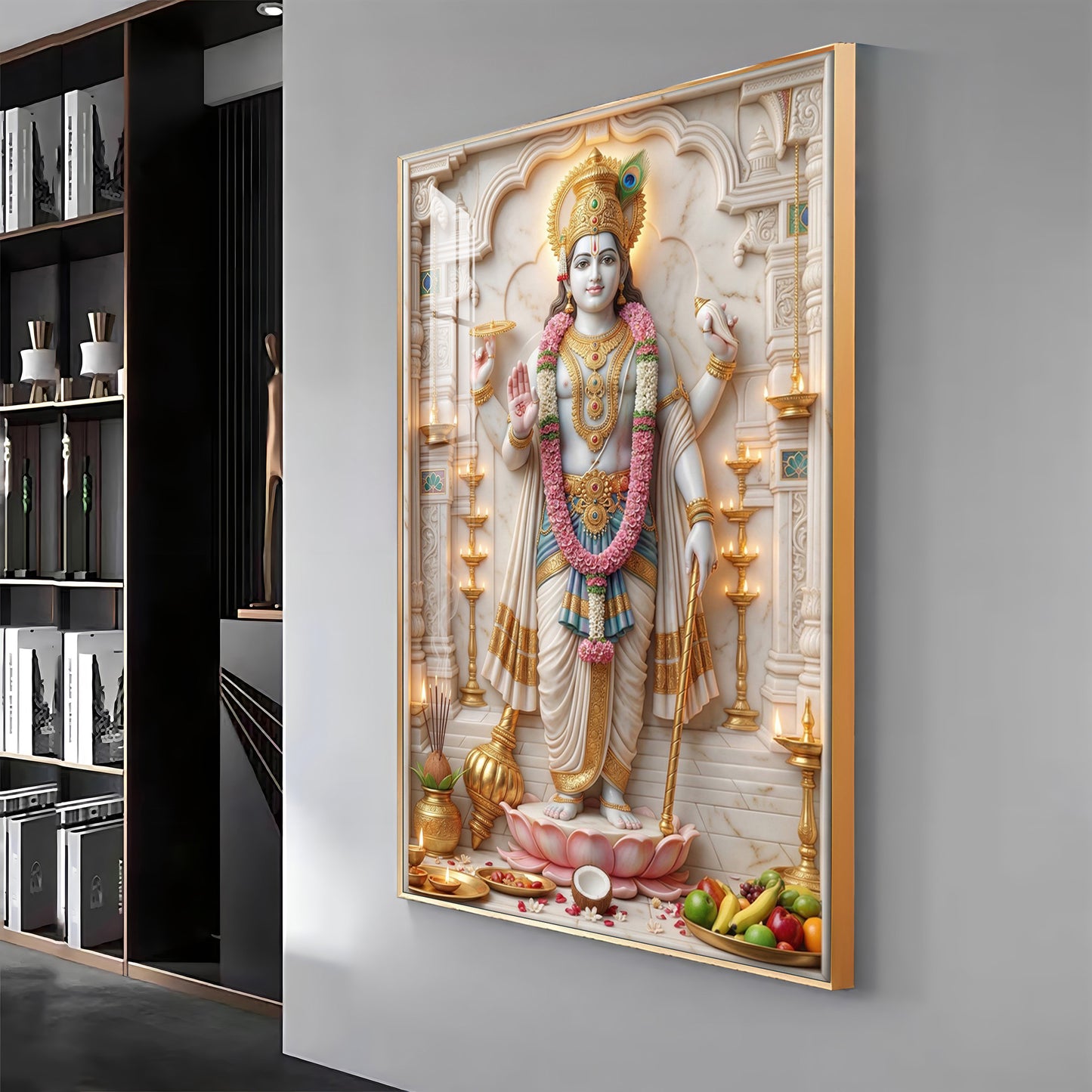 Religious Krishna ji Premium Acrylic Vertical Wall Art