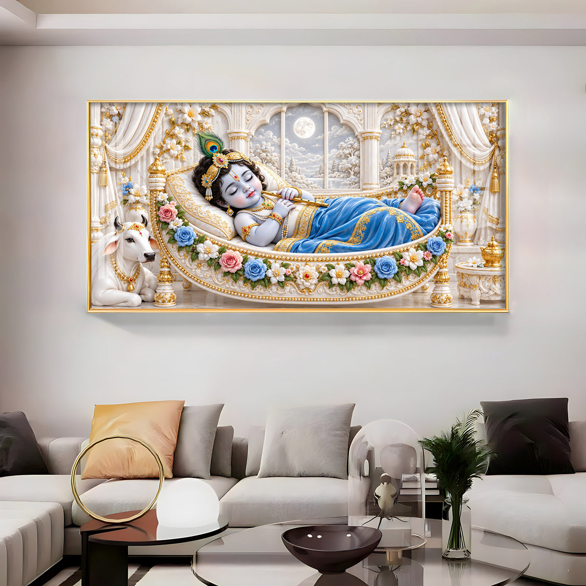 Little Krishna Sleeping Premium Acrylic Horizontal Wall Art