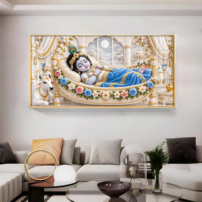 Little Krishna Sleeping Premium Acrylic Horizontal Wall Art