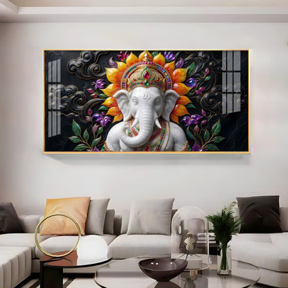 Decorated Lord Ganesha Premium Acrylic Horizontal Wall Art