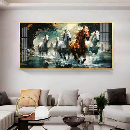 Lucky Running Horses Premium Acrylic Horizontal Wall Art