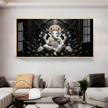 Lord Ganesha With Ornate Jewelry Premium Acrylic Horizontal Wall Art