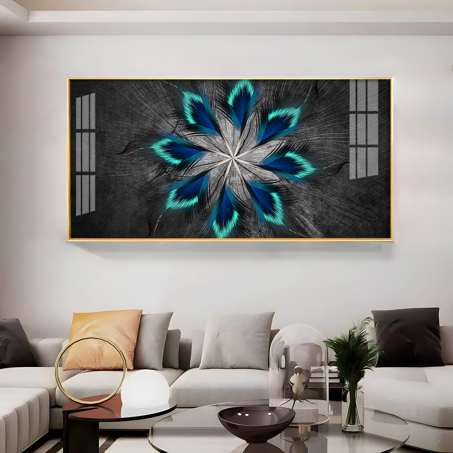 Stylish Modern Feather Premium Acrylic Horizontal Wall Art