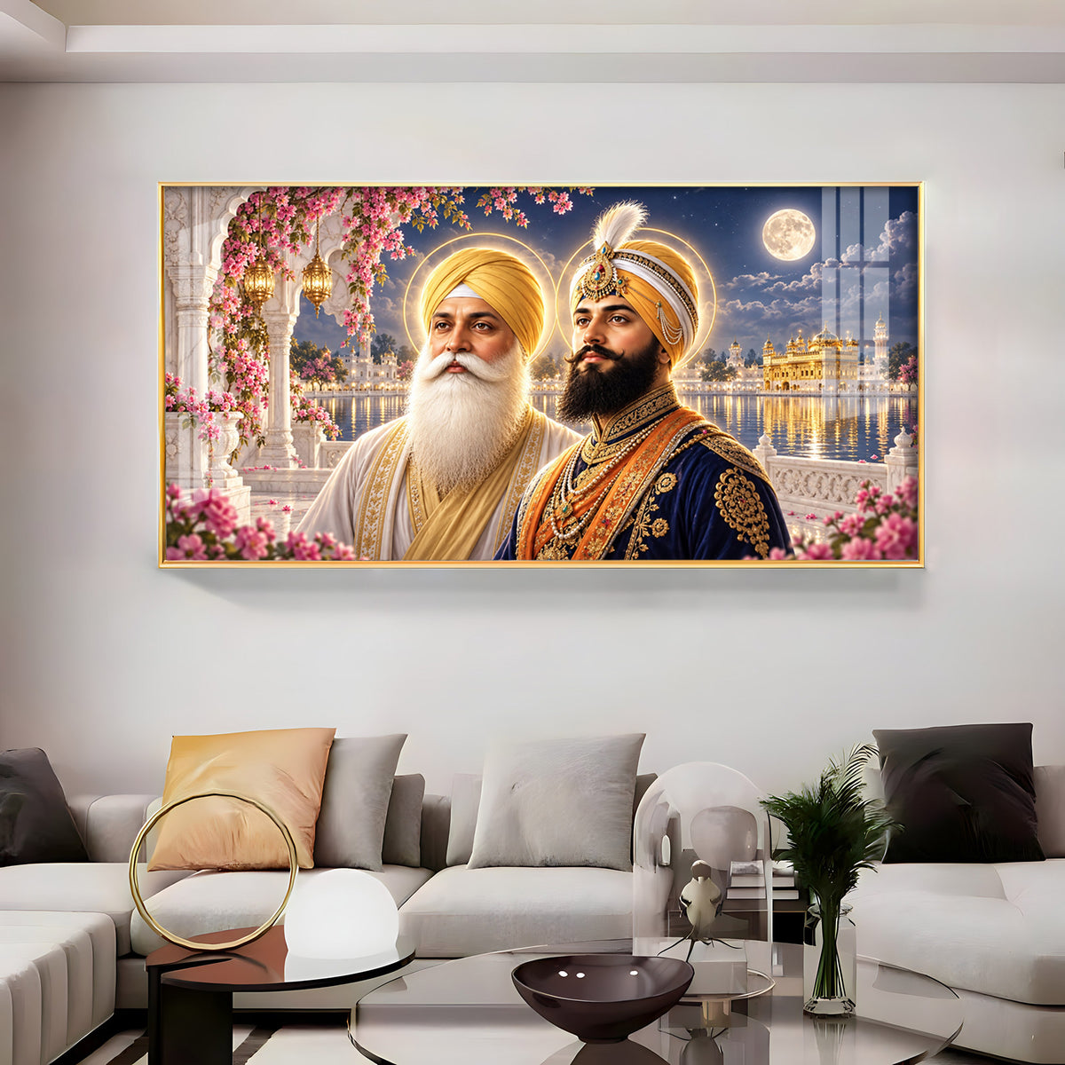 Guru Nanak Dev Ji and Guru Gobind Singh Ji Premium Acrylic Horizontal Wall Art