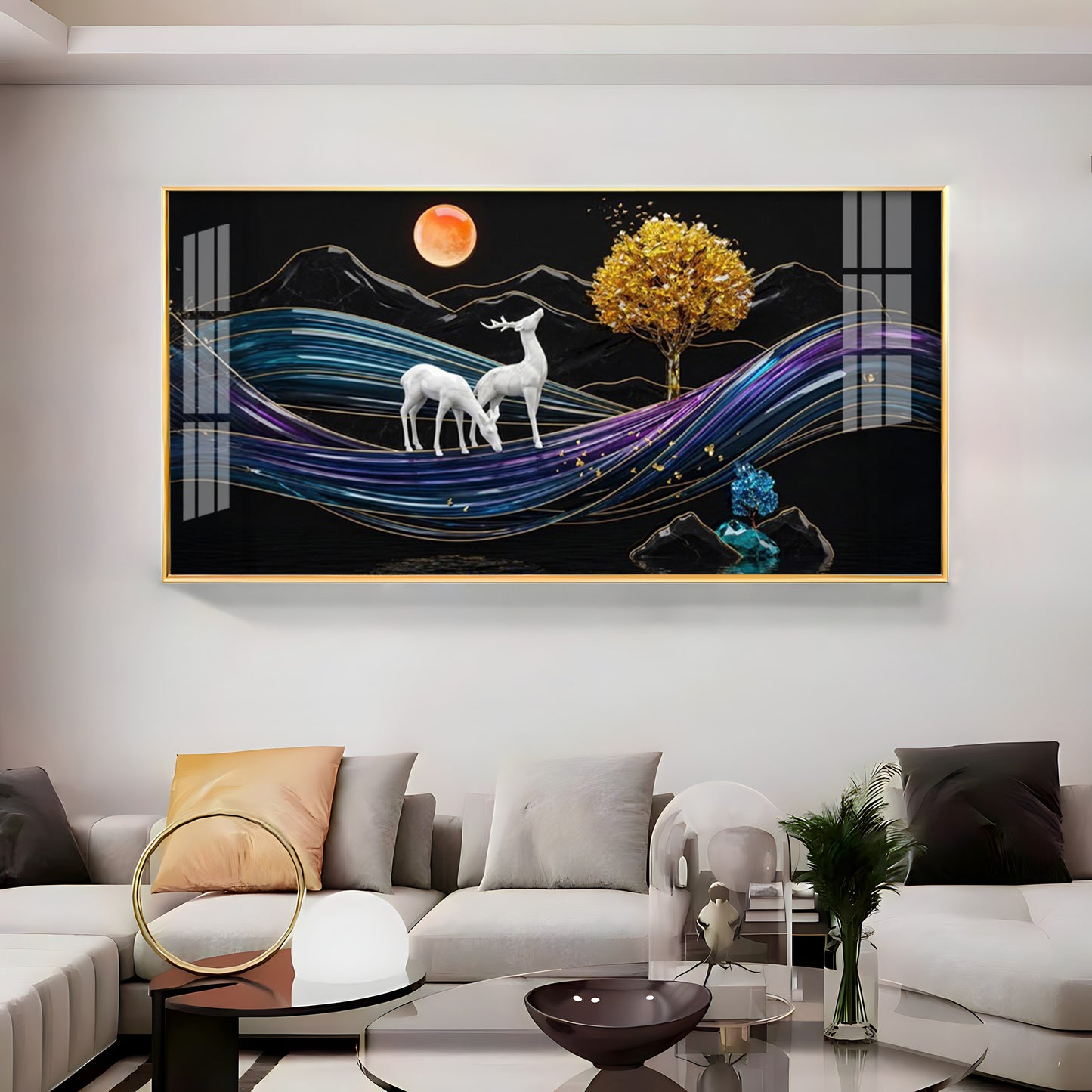 Tidal Deer Harmony Premium Acrylic Horizontal Wall Art