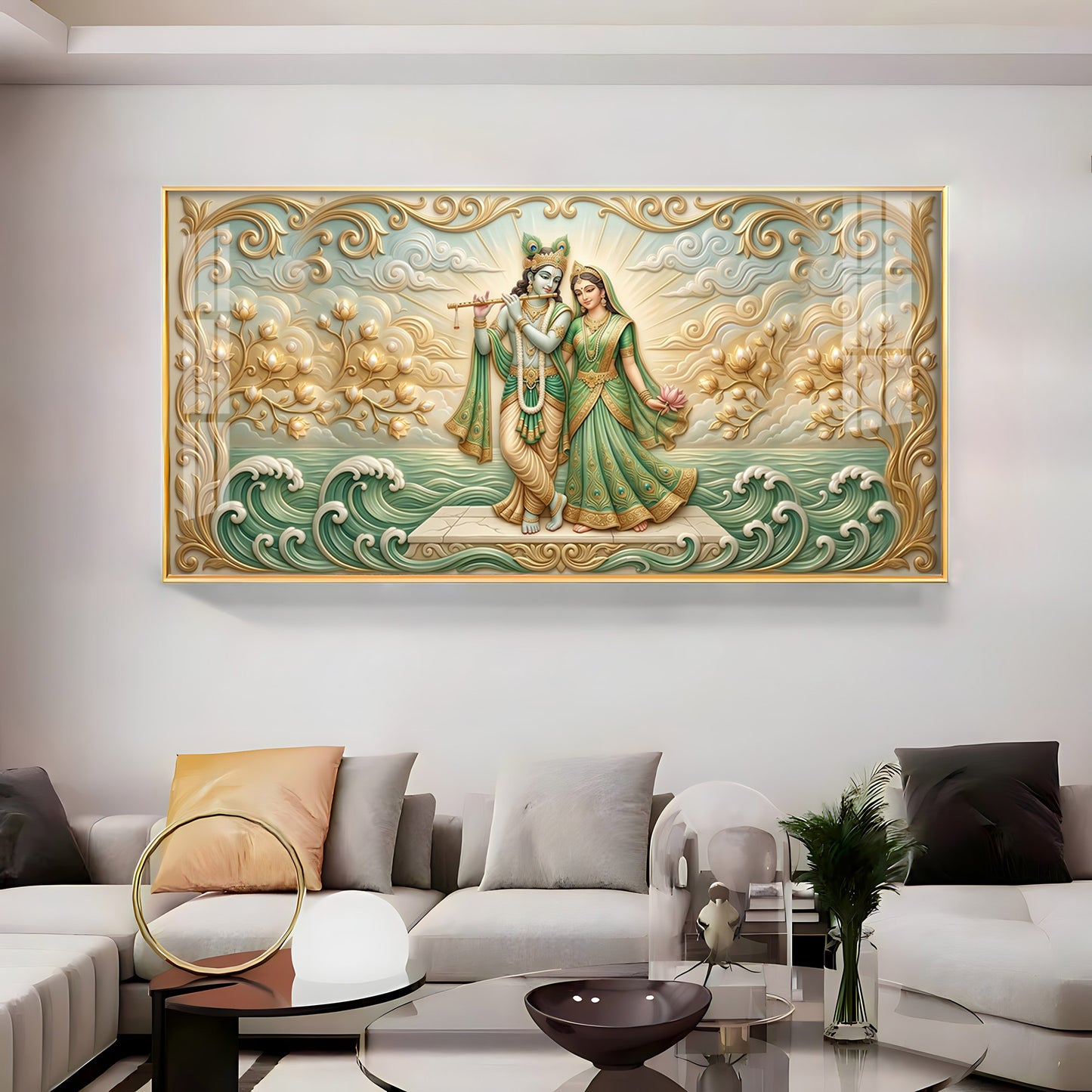 Divine Goddess Radha Krishna Premium Acrylic Horizontal Wall Art