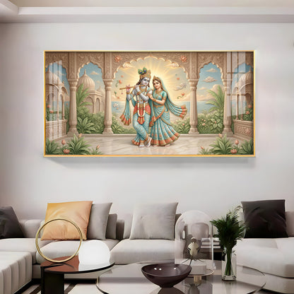 Radha Krishna Together Premium Acrylic Horizontal Wall Art