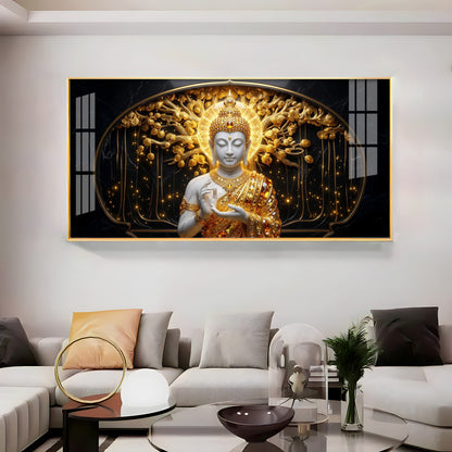 Golden Buddha Premium Acrylic Horizontal Wall Art