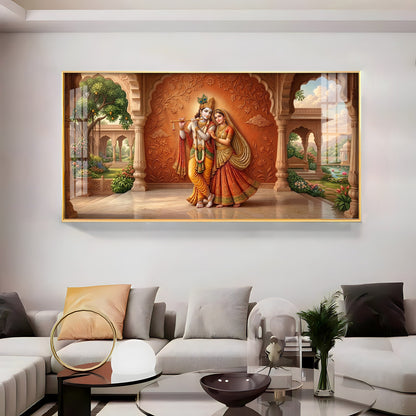 Lord Krishna With Shri Radha Premium Acrylic Horizontal Wall Art