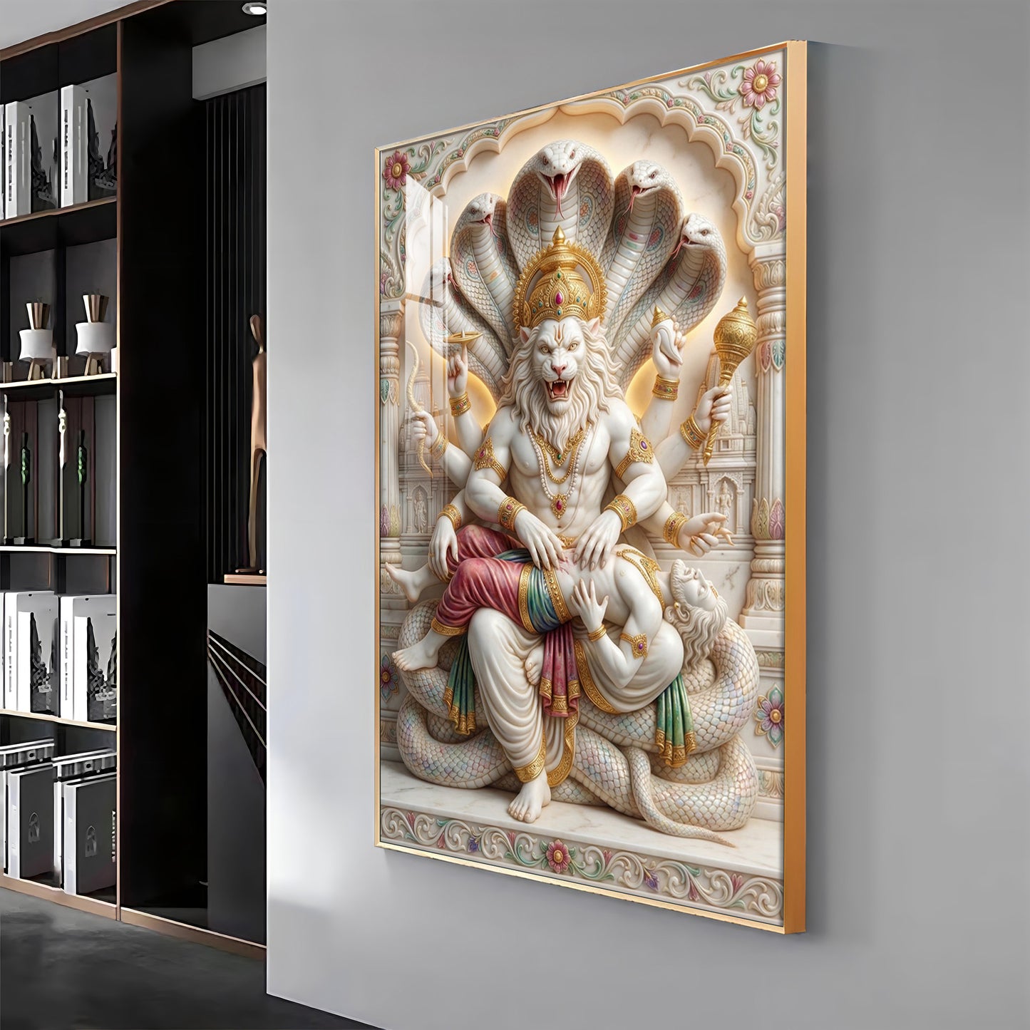 Divine Narasimha Premium Acrylic Vertical Wall Art
