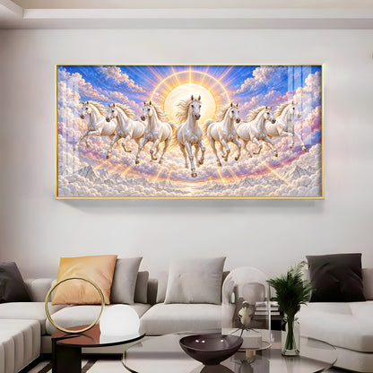 Seven Running Horses Premium Acrylic Horizontal Wall Art